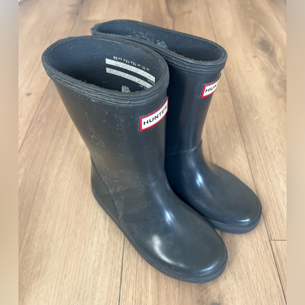 Kids Hunter First Gloss Rainboots in Dark Gray